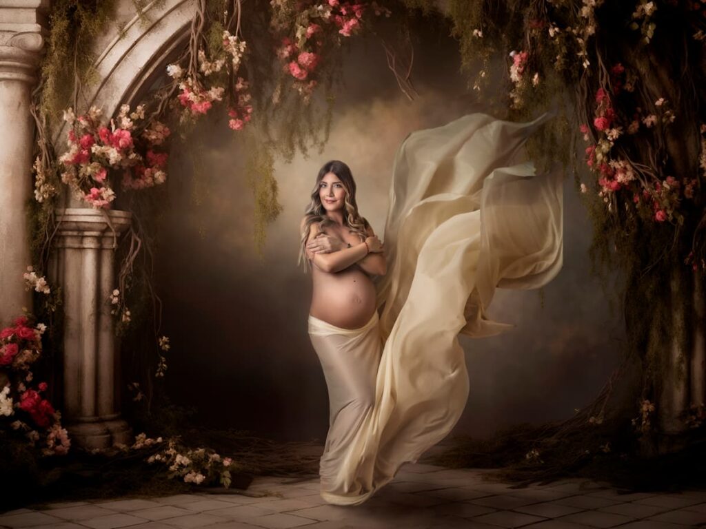 Fotografía artística con pan de oro para embarazadas